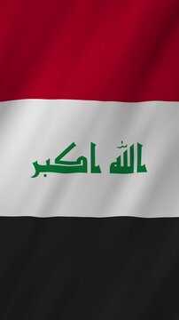 Iraq flag waving in the wind 4K animation vertical video
