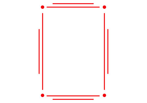Red decorative corner frame border line isolated on transparent background