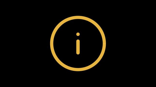 Orange Circular Information Icon Animation on Black Background
