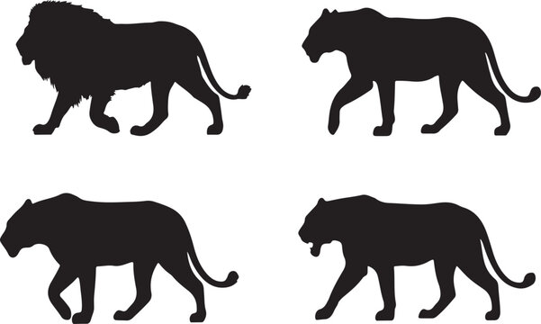 Lion and Lioness Vector Silhouette &ndash; African Wildlife Set