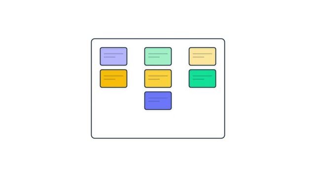 Colorful digital planning board with organized sticky notes for task management and brainstorming