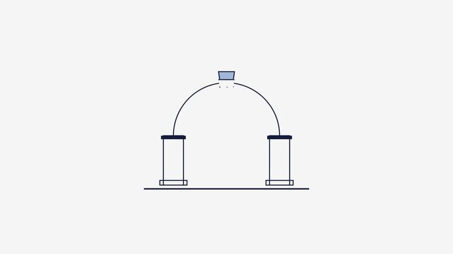 Projectile Trajectory Arc Between Two Pillars