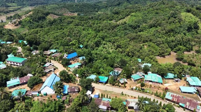 Aerial drone view of Munlai Para tribal village