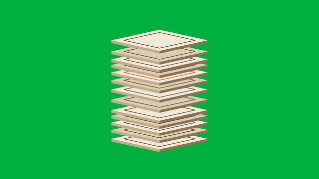 Isometric Square Layers With Sweeping Red Highlight