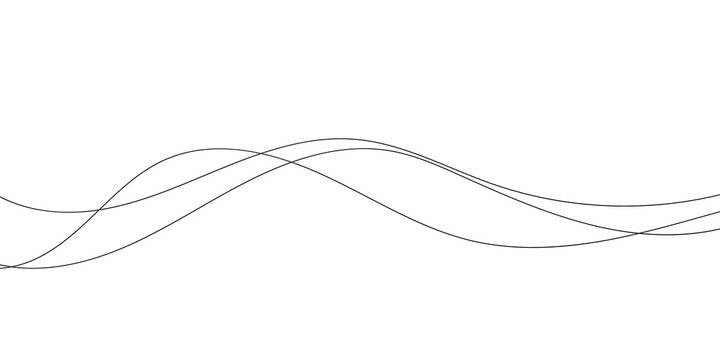 Minimalist black line art intersecting wave background