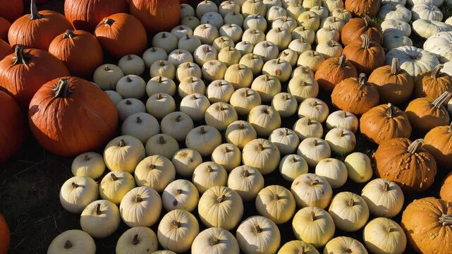 colorful fall pumpkin patch at farm