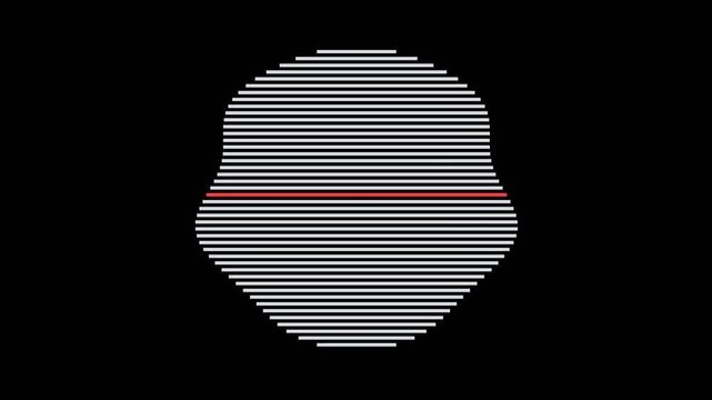 Animated Striped Sphere With Vertical Red Line