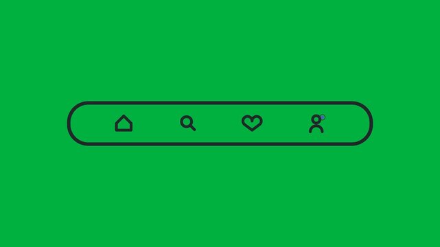 Animated App Menu Bar With Four Outline Icons