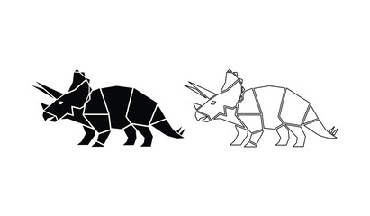 Origami triceratops dinosaur vector icons in black and white © Zulhas Miah
