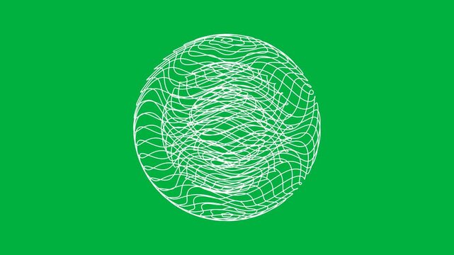 Rotating Tangled Scribble Sphere on Green Screen