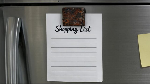 A notebook with a shopping list written on the pages, often used for everyday tasks