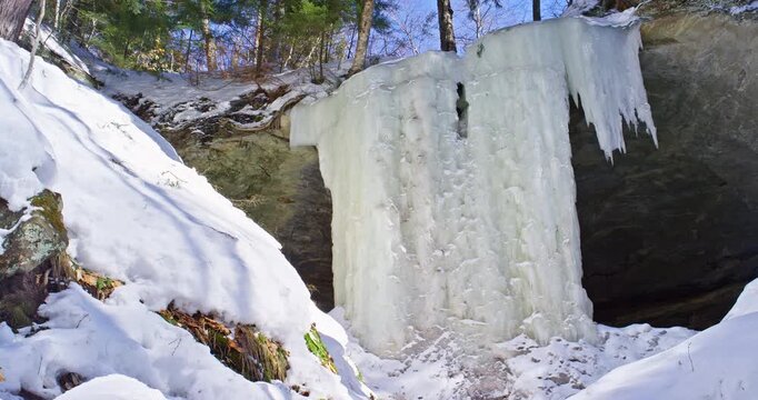 Pan Right Across Eben Ice Cave Curtain