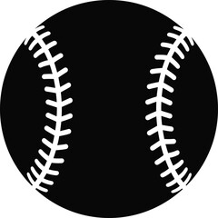 Fototapeta premium Detailed black and white baseball silhouette graphic design element isolated on a clean white background