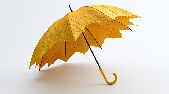 Yellow leaf umbrella autumn inspiration, Textured organic fall design element, Seasonal weather protection concept banner