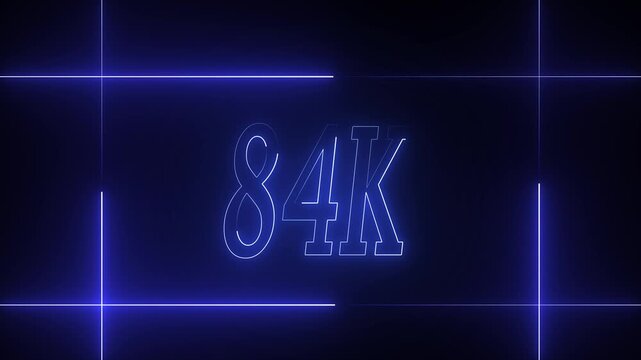 8k resolution text with futuristic blue neon grid background
