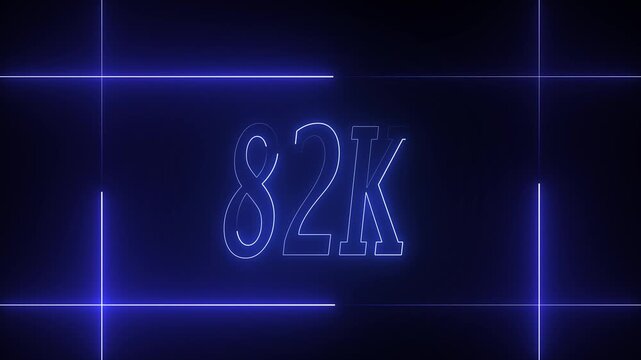 Blue glowing digital number 82k on dark background