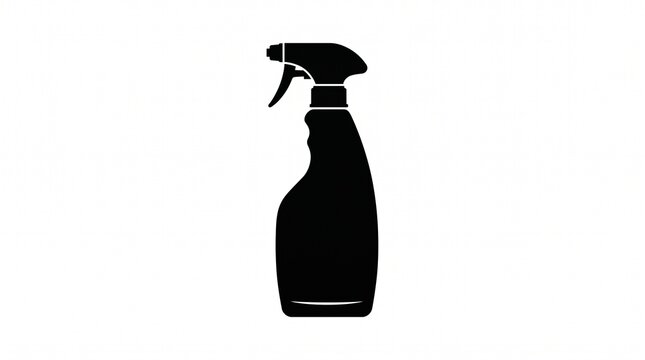 Black silhouette of a spray bottle on a white background