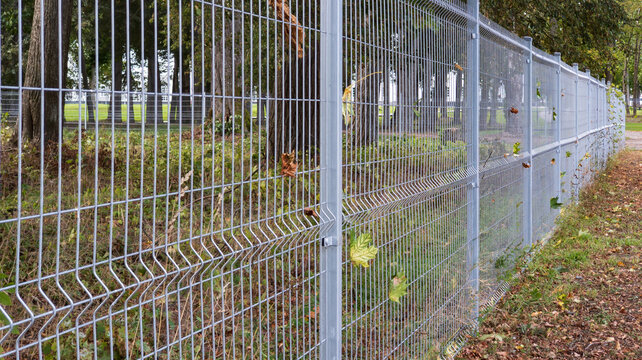 Metal Mesh Fence Panel Boundary along Park Territory for Security and Perimeter Protection Concept