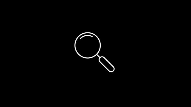 Animated magnifying glass icon for search bar interface, find details, data discovery, magnifying zoom, inquiry research tool, inspection visual, web UI status navigation control loop animation