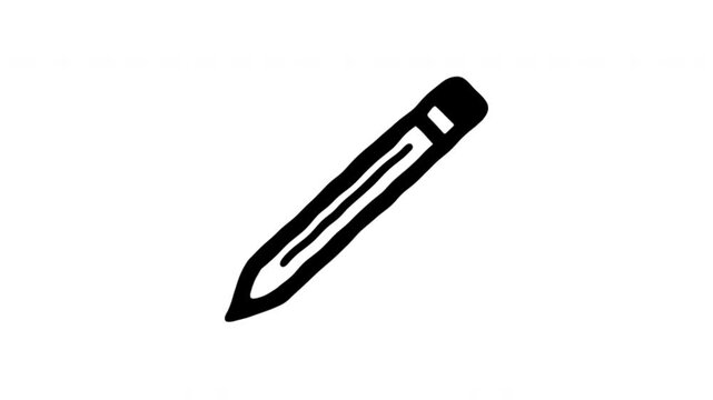 Pencil For Writing And Drawing Doodle Animation. Graphite Pencil And Sketching Tool. 4K Video Loopable Overlay Element. Hand-Drawn Animated Icon With Alpha Channel.