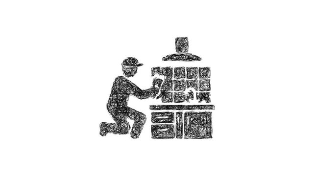 Sketch kitchen tiler icon animation - smooth progressive reveal
