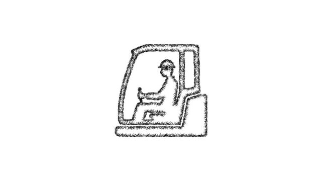 Sketch excavator operator icon animation - smooth progressive reveal