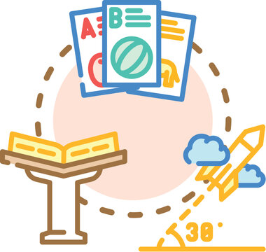 Conceptual vector illustration showing a sequence of small, manageable learning modules or steps, involving feedback, progress, and value from structured educational content