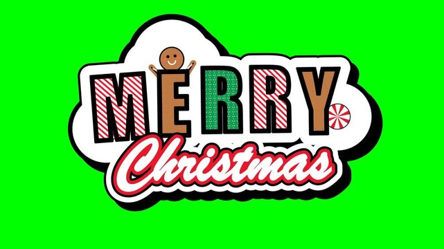 Animated Merry Christmas Sticker on Green Screen Holiday Overlay