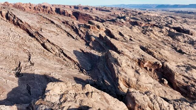 Aerial shot of the amazing landscapes and San Rafael Reef rock formations in Utah.