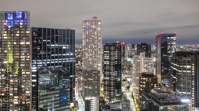Night time Lapse of Shinjuku, one of the wards of Tokyo Japan.