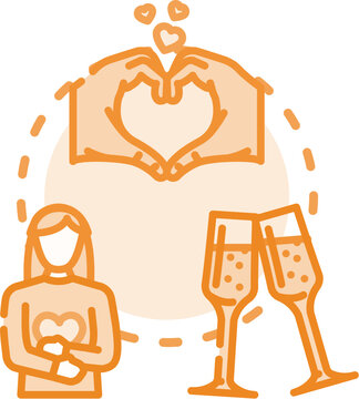 Romantic bond concept. Passion warmth, admiration fondness, attachment love icon vector illustration