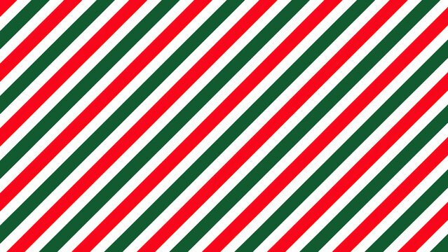 christmas Diagonal stripes pattern with repeating red green and white lines on a flat surface