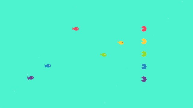 Colorful Geometric Fish Swimming Pattern Animation