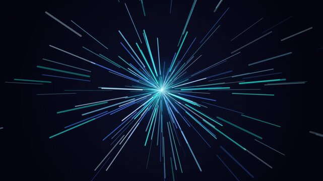 Abstract blue light streaks hyperspace warp motion background loop