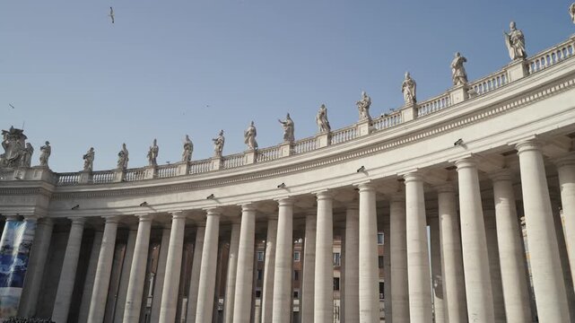 Bernini's Colonnade with Saint Statues