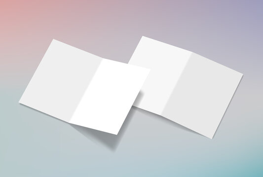 Two blank white bifold brochures mockup