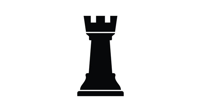 Chess rook depiction in black silhouette against a white background