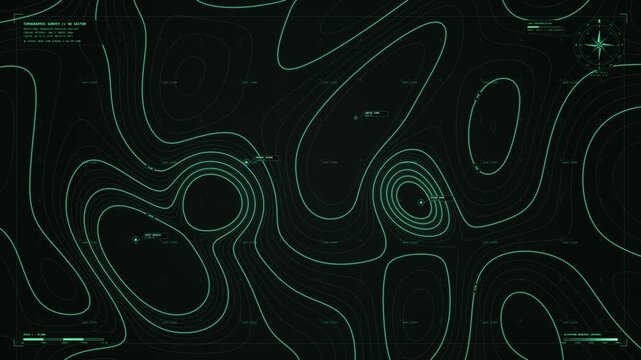 Topographic Contour Map Morphing Loop, Outdoor Brand Background, Hiking App Promo, Terrain Elevation Animation, 4K Seamless Canvas
