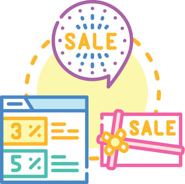 Special savings deals concept. Budget sale, clearance offer, thrift rebate icon vector illustration