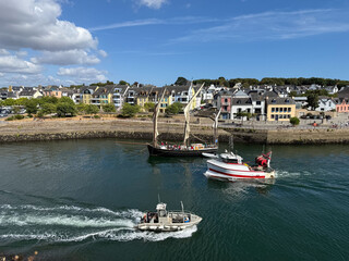 Boats navigating the port of Concarneau in Brittany, France © natgi