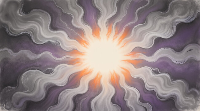 Hand-drawn exploding smoke with empty center for Halloween background. Naive chalk style illustration full of mystery.
