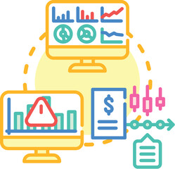 Fototapeta premium Trading analytics system processes financial market data, generating insights and visual reports to support informed decision making in investment and business strategies
