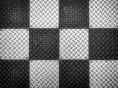 Checkerboard Pattern Metal Floor Texture Background Industrial Diamond Plate Surface Black and White
