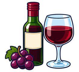 Obraz premium Wine Bottle, Grapes, and Red Wine Glass