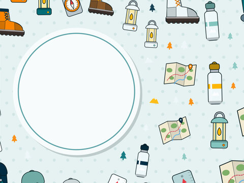 Camping And Hiking Icons Background With Copy Space