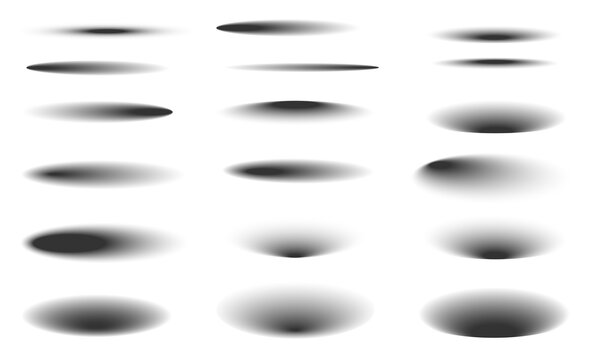 Realistic shadow effect element set with soft blur and drop gradient shapes