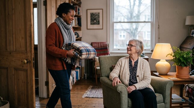 Relative brings a warm throw to a senior at home