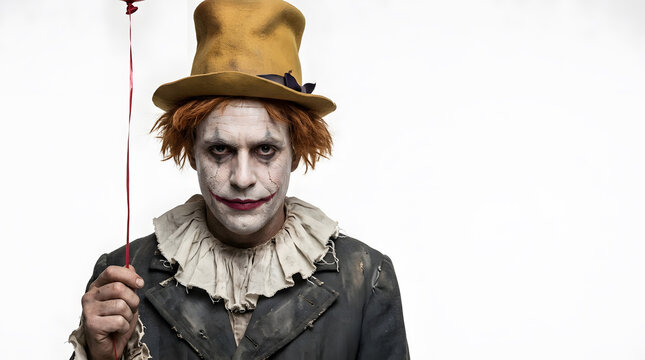 Man dressed as a spooky mad hatter character
