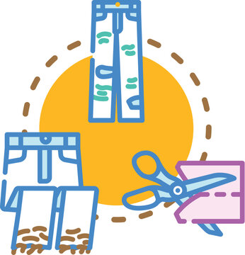 Concept illustrating different fields involving alterations, including tailoring clothes, changing hairstyles, and implementing business strategy adjustments for improvement and evolution