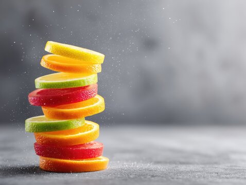 stack of colorful fruit slices